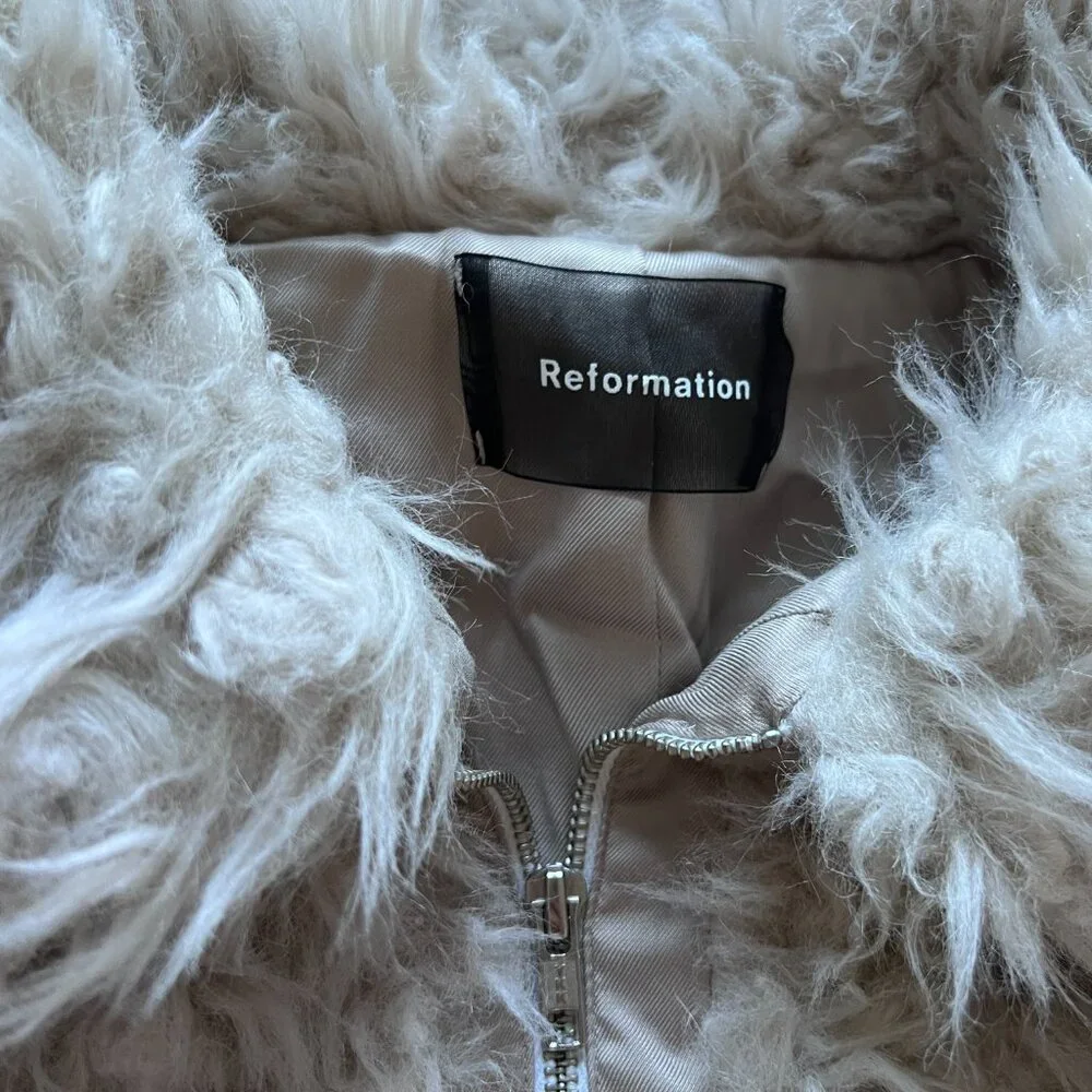 Reformation Freddie Faux Fur Bomber Jacket - Picture 6 of 7